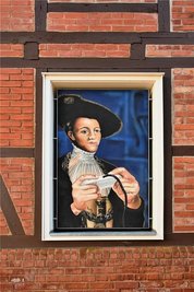 Philipp von Hessen auf einem modernen Wandbild in Schmalkalden.