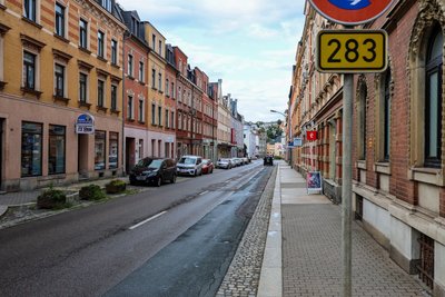 Ein nächster Abschnitt der Wettinerstraße in Aue wird gebaut.