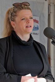 Susanne Schaper, Linken-Landtagsabgeordnete und gelernte Krankenschwester, war unter den Rednern.