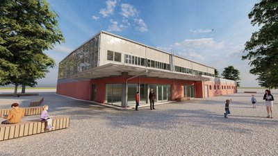 So soll die neue Sporthalle in Niederwiesa einmal aussehen.
