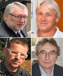 Matthias Damm, Oberbürgermeister von Mittweida (oben links); Christoph Merker, Bürgermeister von Kriebstein (o. rechts); Thomas Waldheim, Geschäftsführer des Zweckverbandes Talsperre Kriebstein (unten links); Hartmut Schneider, Referats Wirtschaftsförderung und Bauplanung (u. rechts).