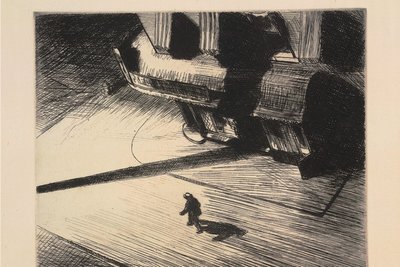 Eine Radierung aus Hoppers Werk: "Night Shadows" von 1921. 