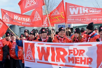 Warnstreik der Mitarbeiter der Firma Mahle in Hilbersdorf bei Freiberg vor wenigen Tagen.