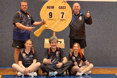 Die TTV-Zweite freute sich über den 9:7-Sieg gegen den Klingenthaler Favoriten.