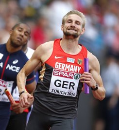 Lucas Jakubczyk war seit 2012 regelmäßig bei den Großereignissen am Start. Das Foto zeigt ihn als Staffelläufer bei der EM 2014. 