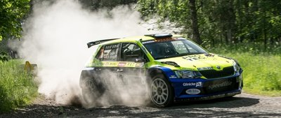 Philip Geipel mit seinem Skoda Fabia R5 bei der Rallye Pilsen, die er mit Co-Pilotin Katrin Becker-Brugger als Siebenter beendete. 