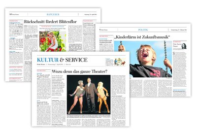 Ein vielseitiges Spektrum unterschiedlichster Themen und eine qualitativ hochwertige Berichterstattung erwartet Sie täglich in der Freien Presse.