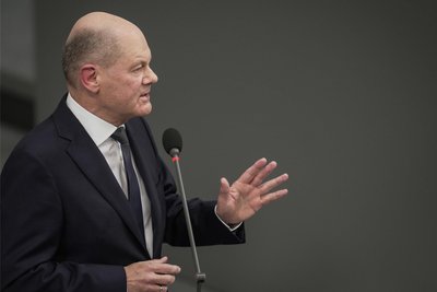 Bundeskanzler Olaf Scholz (SPD) im Bundestag.