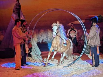 Die Pferdeshow "Yakari und der kleine Donner" tourt durch Deutschland. Seit Freitag sind die Artisten, Pferde und Ponys in Chemnitz. 