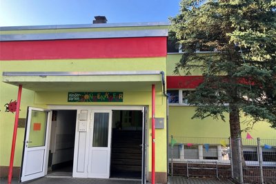 Die Kindertagesstätte Sonnenkäfer: ein DDR-Bau, der gleichzeitig mit dem Wohngebiet um ihn herum entstand.