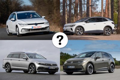 Diese vier Fahrzeuge stehen als Rathaus-Dienstwagen in Augustusburg zur Auswahl: Ein VW Golf oder Passat sowie ein VW ID3 oder ID4. Eine Einigung gibt es bislang nicht.