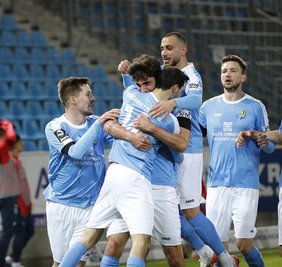 Jubel beim CFC nach dem 1:0 durch Niklas Hoheneder.