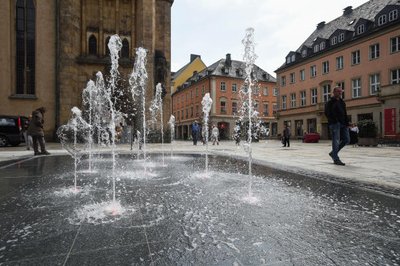 Das neue Wasserspiel an der Inneren Klosterstraße.