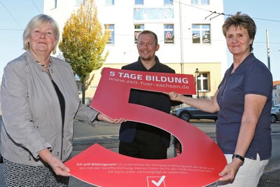 Zum Start der Kampagne pro Bildungsurlaub 2018 in Zwickau war Sabine Zimmermann (r.) noch bei den Linken.