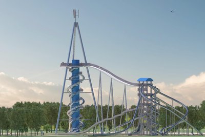So könnte der neue Aussichtsturm mit Rutsche aussehen, daneben die jetzige Riesenrutsche.