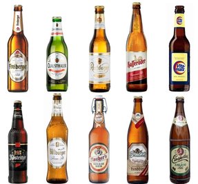 Verschiedene Formen von Bierflaschen im Jahr 2012