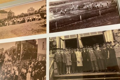 Bilder vom Bau der Rotschauer Turnhalle im Jahr 1928 - der Jahrgang von Edith Pippig gehörte zu den ersten, die in der neuen Halle Sport hatte.