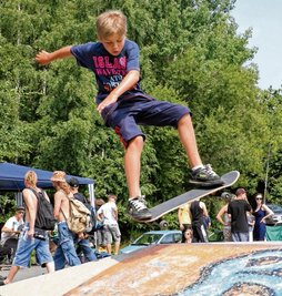 Joshua Groß aus Neuwelt war mit zehn Jahren der jüngste Teilnehmer des Skater-Contests in Sonnenleithe.