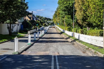 Baustelle Nummer drei: Die Bundesstraße 169 in Bad Schlema ist seit vergangener Woche eine Einbahnstraße.