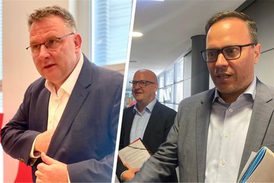 Frisch als Fraktionschefs wiedergewählt: Christian Hartmann (CDU) und Dirk Panter (SPD/rechts), im Bild mit SPD-Landeschef Henning Homann.