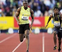 Usain Bolt (l.) und Trainingspartner Yohan Blake (r.)
