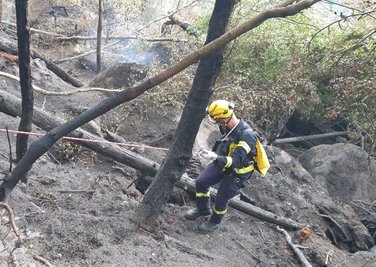 Zu den Feuerwehrleuten aus Rochlitz, Penig und Geringswalde, die in der Sächsischen Schweiz geholfen haben, zählte Jens Eidam von der Feuerwehr Penig, der sich nahe eines Abgrunds abseilte. 