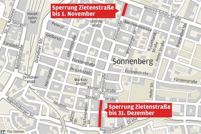 Von zwei Seiten wird die Zietenstraße gesperrt. Während die eine Maßnahme noch dauert, kommt eine neue hinzu.
