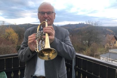 Seit 1957 ist Klaus Hiller im Posaunenchor Erdmannsdorf aktiv.