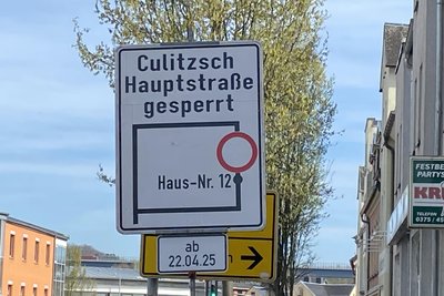 Ab dem 22. April müssen Autofahrer wieder eine lange Umleitung in Kauf nehmen um ins Culitzscher Oberdorf zu gelangen.