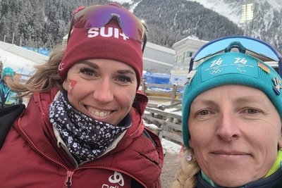 Unter anderem genoss Manuela Kruppa einen kurzen Plausch mit der Schweizer Biathletin Lena Häcki-Groß.