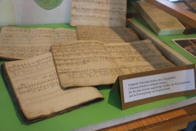 Originale Notenabschriften, von Hand von Chorgründer Christian Friedrich Wilhelm Schanz für die Sänger geschrieben.