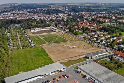 So sieht das umgestaltete Gelände des neuen Parks in Meerane von oben aus.