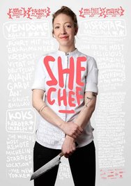 Weiß, wo es in der Küche langgeht: Spitzenköchin Agnes Karrasch auf dem Plakat des Dokumentarfilms "She Chef", der Einblick in ihre Arbeit gibt. 