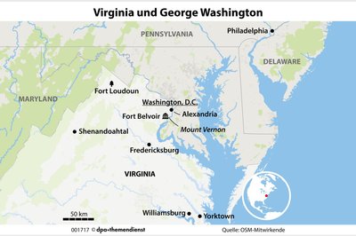 Vier der ersten fünf US-Präsidenten kamen aus Virginia - auch der allererste: George Washington.
