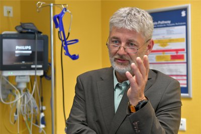Matthias Stolze ist der Geschäftsführer der Kreiskrankenhaus Freiberg gGmbH, die rund 600 Mitarbeiter und 335 Betten hat.