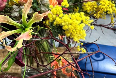 Farbenprächtiger Blumenschmuck in der Messe Chemnitz.