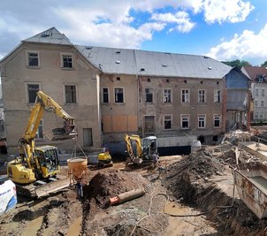 Ein ehrgeiziges Investitionsprojekt ist der zentrale Schulstandort am Hainichener Lutherplatz mit Hort (Foto) sowie dem künftigen Grundschul- und dem Mittelschulbereich.