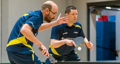 Steffen Schreiter (r.) und René Barthmann sicherten dem TTV Marienberg im Spiel gegen Schwarzenberg II einen Zähler. 