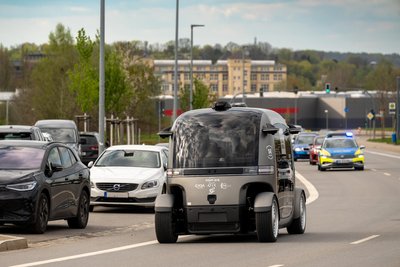 Zum „Next Level Media“-Event der „Freie Presse“- Mediengruppe fuhr erstmals ein autonomer Mini-Bus auf Chemnitzer Straßen.