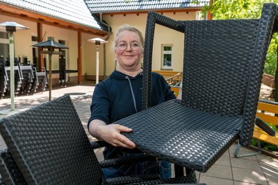 Sandra Enghardt ist Inhaberin des "Türmerhaus" auf dem Rochlitzer Berg.