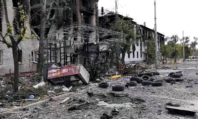 Kriegszerstörungen in der ukrainischen Stadt Lyssytschansk. 
