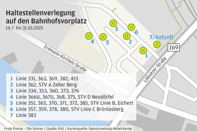 Das sind die geplanten Abfahrten am Bahnhof Aue. Haltestelle Nummer sieben ist dem Expressbus vorenthalten.