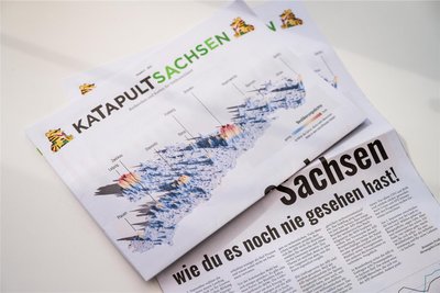 Grafiken spielen im „Katapult-Sachsen“-Magazin eine zentrale Rolle. Herausgeber Benjamin Fredrich will sich damit in den Wahlkampf einmischen – erklärtermaßen.