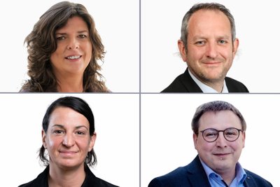 Für Bildungspolitik ihrer Fraktionen zuständig: Romy Penz (AfD), Lars Wurzler (BSW), Christin Melcher (Grüne) und Gerald Eisenblätter (SPD/v.l.o.n.r.u.)