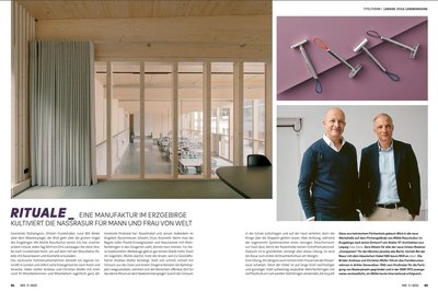 Auch die Zeitschrift „Wohn-Design" berichtete über die neue Werkhalle im Erzgebirge.