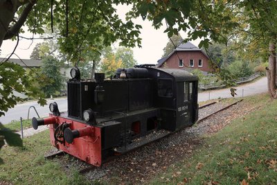 Seit einigen Tagen fehlt der Kleinlok in Beierfeld ihr grüner Waggon.