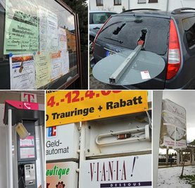 
              <p class="artikelinhalt">Kaputt nach blinder Zerstörungswut: Die Scheibe am Schaukasten an der Rödlitzer Straße, Autos am Straßenrand, die Leuchte an der Telefonzelle, die beleuchtete Werbetafel und die große Uhr am Plusmarkt.</p>
            