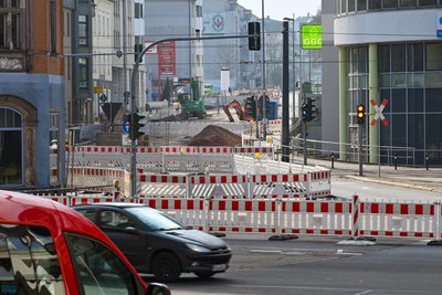 Eine der langen Baustellen: die Clausstraße.