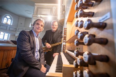 Saxofonist Ralf Benschu & Organist Jens Goldhardt gestalteten das Konzert am Sonntagnachmittag in der Plauener Lutherkirche.