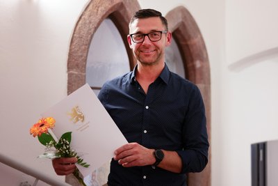 Marcel Grimmer, der sich im Mountainbike-Sport engagiert, wurde geehrt.